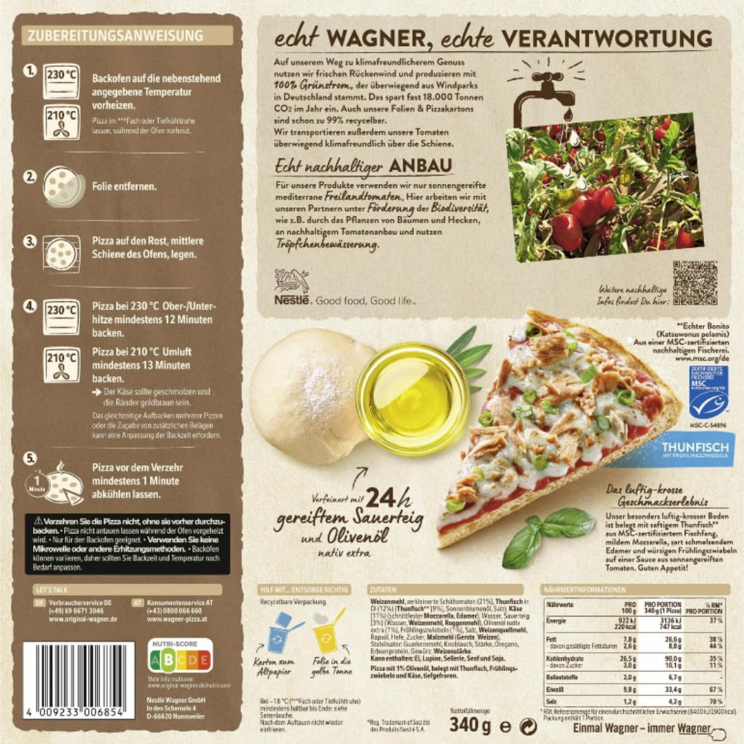 Wagner Die Backfrische Pizza Thunfisch 340g x 4 Stück