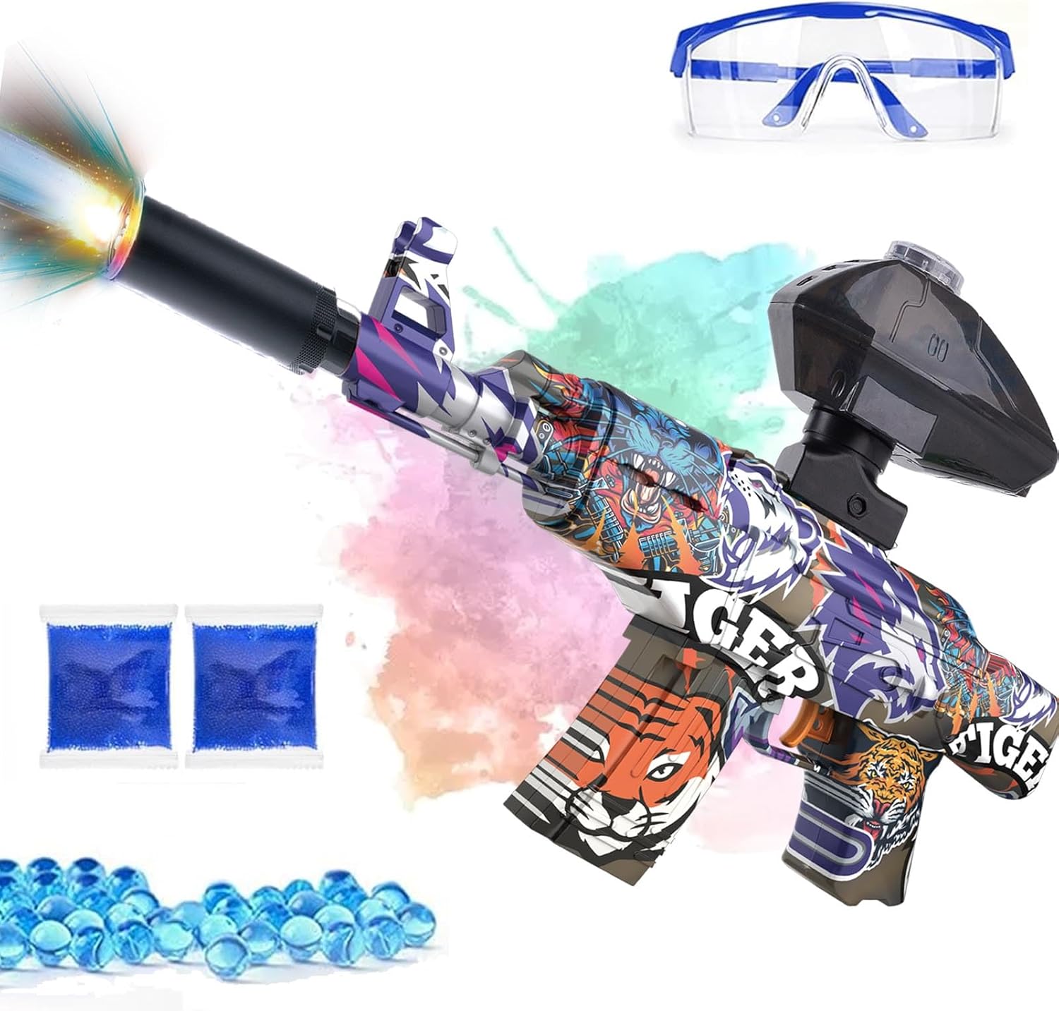 Electric Gel Ball Blaster with Flash,with Rechargeable High-Speed Automatic Splatter Safe Outdoor Game Party Gift for Ages 14+