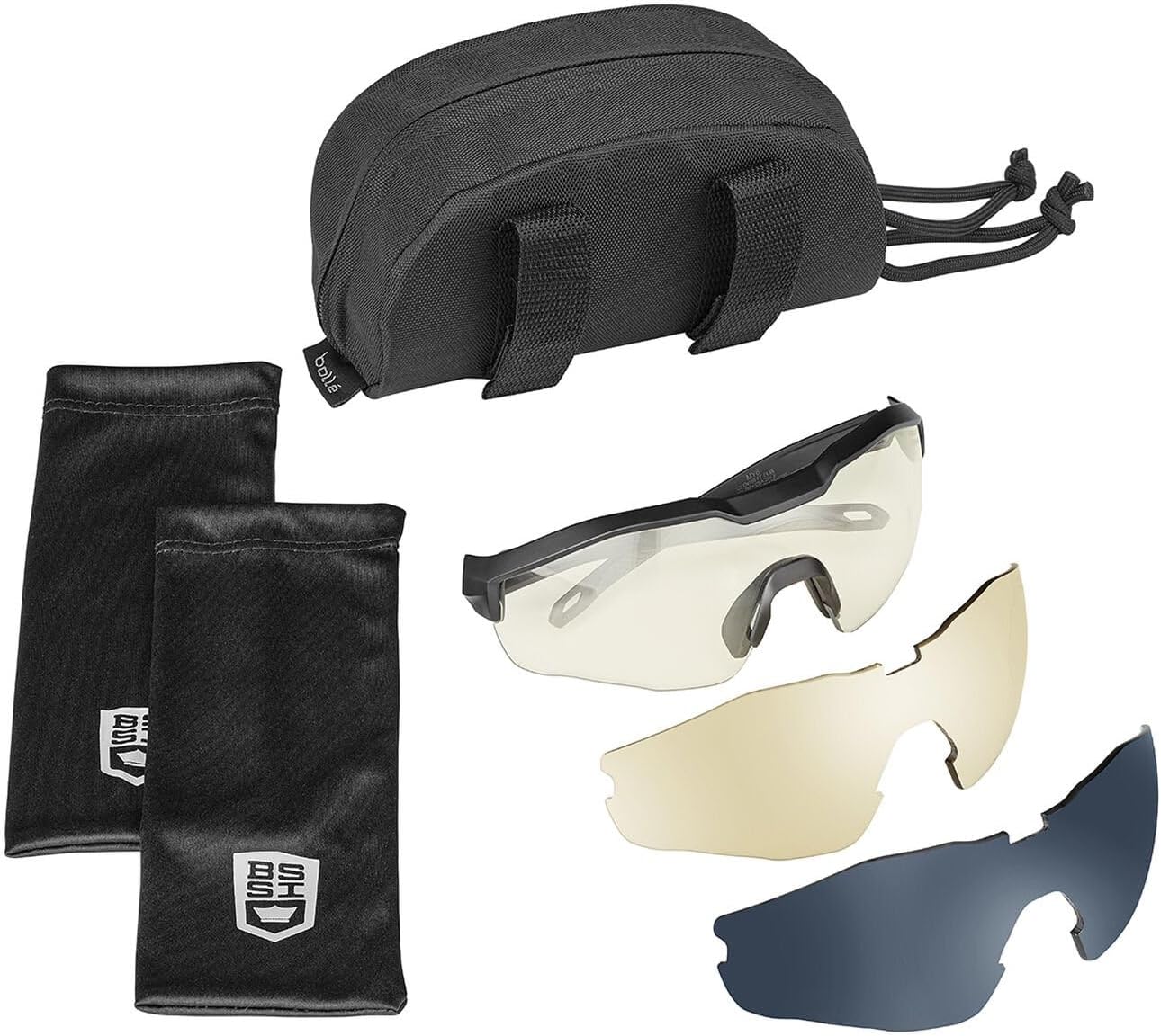 bolle SAFETY MY6 Eyeshield Safety Glasses PLATINUM Lite, anti-scratch and anti-fog coating - 3 Lens Eyeshield Kit - Clear/Copper/Smoke PC Lens