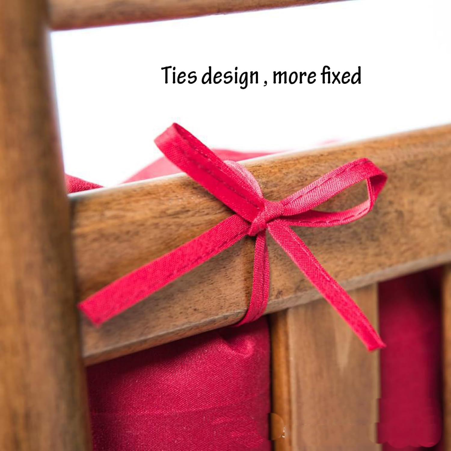 Rocking Chair Cushion with Ties, Wine Red Thick Chair Pads for Home and Kitchen,Tufted Non Slip 2 Pices Back and Seat Pad for Indoor Outdoor, Red