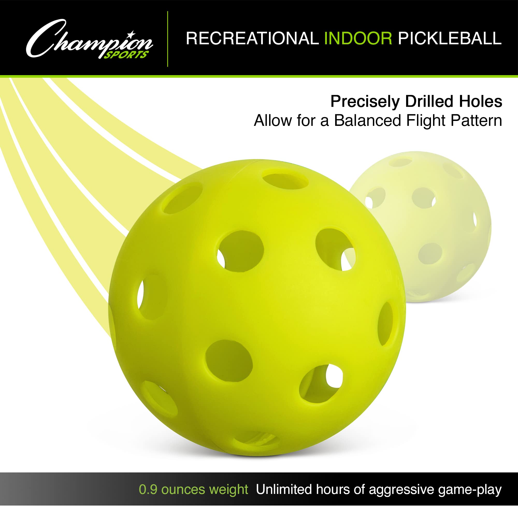 Champion Sports Pickleball-Bälle, offizielle Größe, Freizeit- und Turnier-Pickleball-Set für Outdoor- und Indoor-Courts, 6 Stück