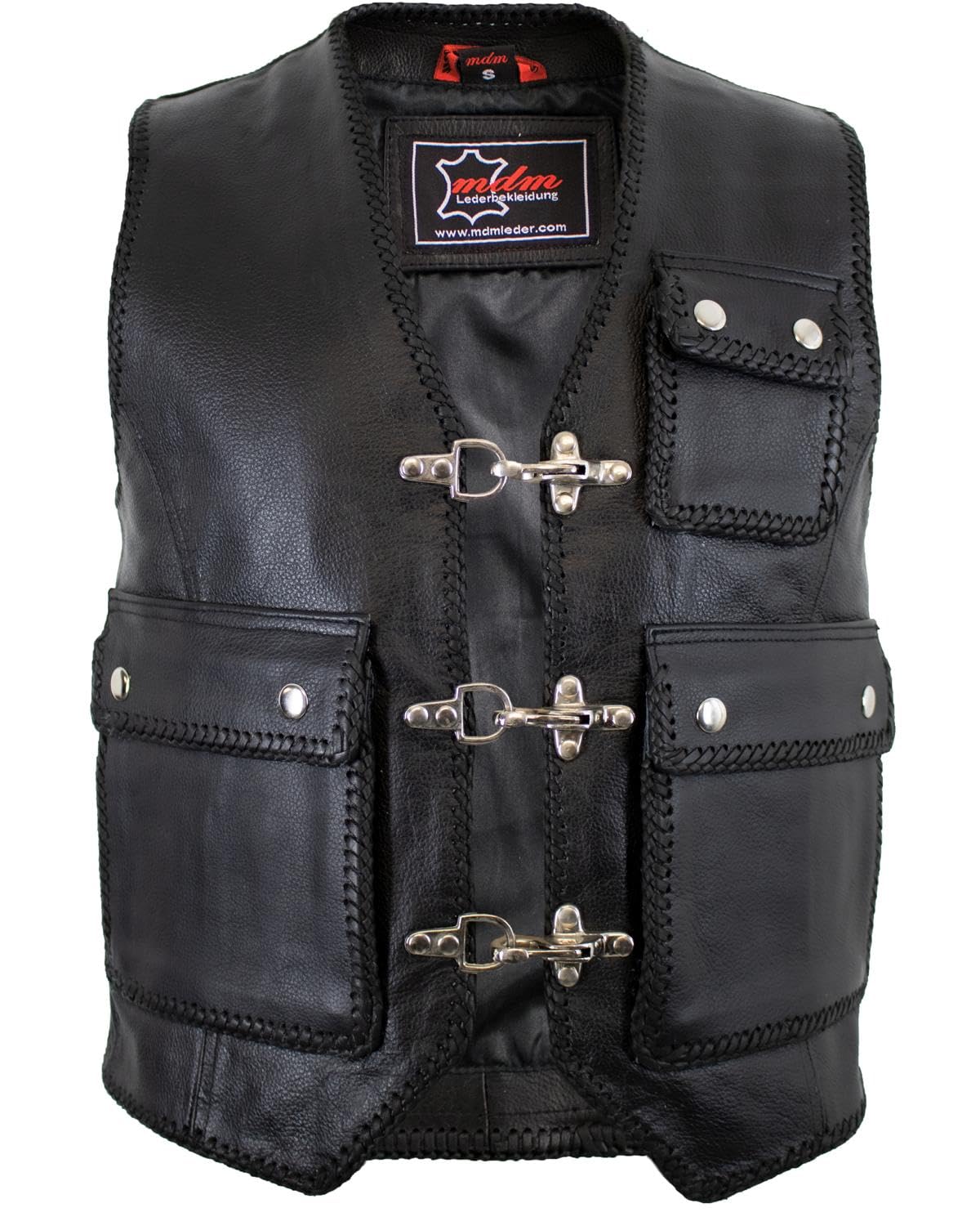 MDM Gilet Giacca Uomo in Pelle Biker Moto