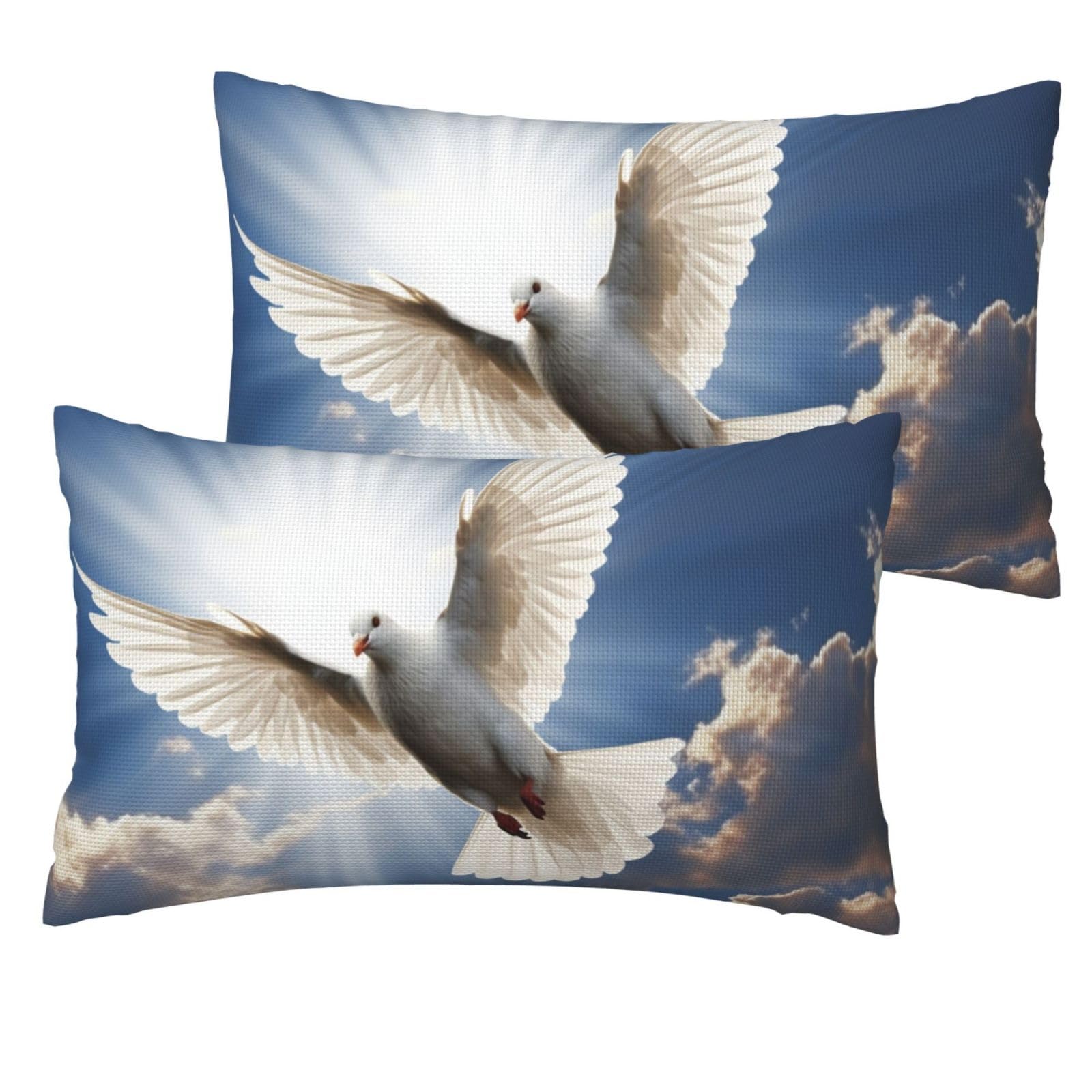 2 Pack Pillow Cases with Hidden Zipper, Soft Breathable Decorative Pillow Covers for Hair and Skin, Dove Sky Pillowcases 12"x20" Bed Pillow Protectors Cover for Sleeping Gifts