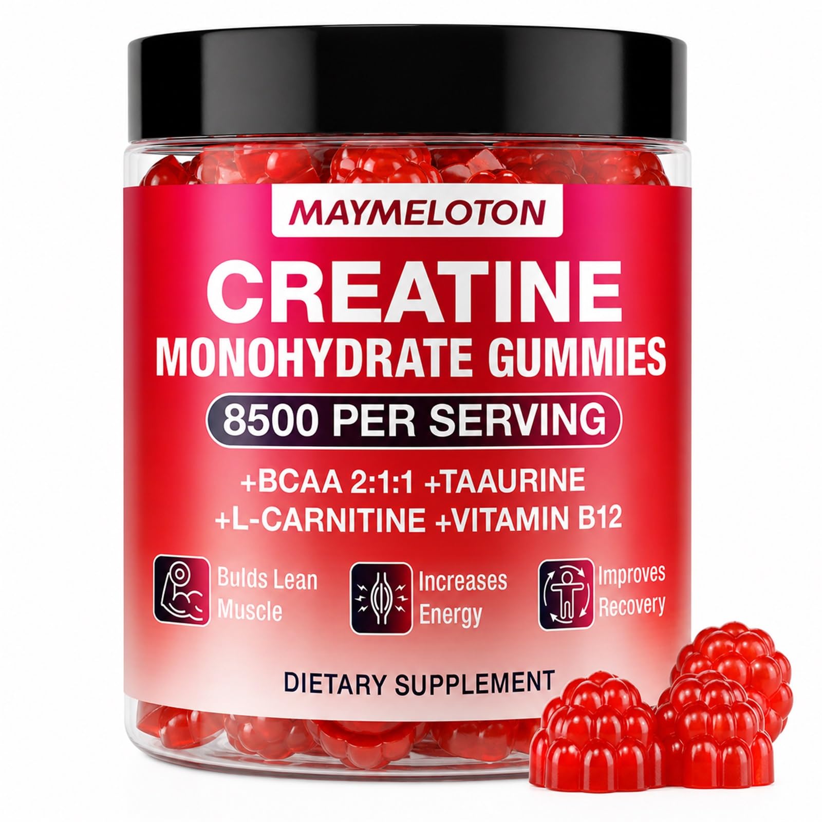 Creatine Gummies for Women & Men, 120 Count Creatine Monohydrate Gummies, Creatine Supplement for Muscle Strength, Workout Performance, Energy Support & Recovery, Pre & Post Workout, Raspberry Flavor