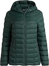 Reebok Womens Puffer Jacket - Lightweight Quilted Snow Glacier Shield Zip Up Bubble Winter Coat for Women with Hood & Pockets