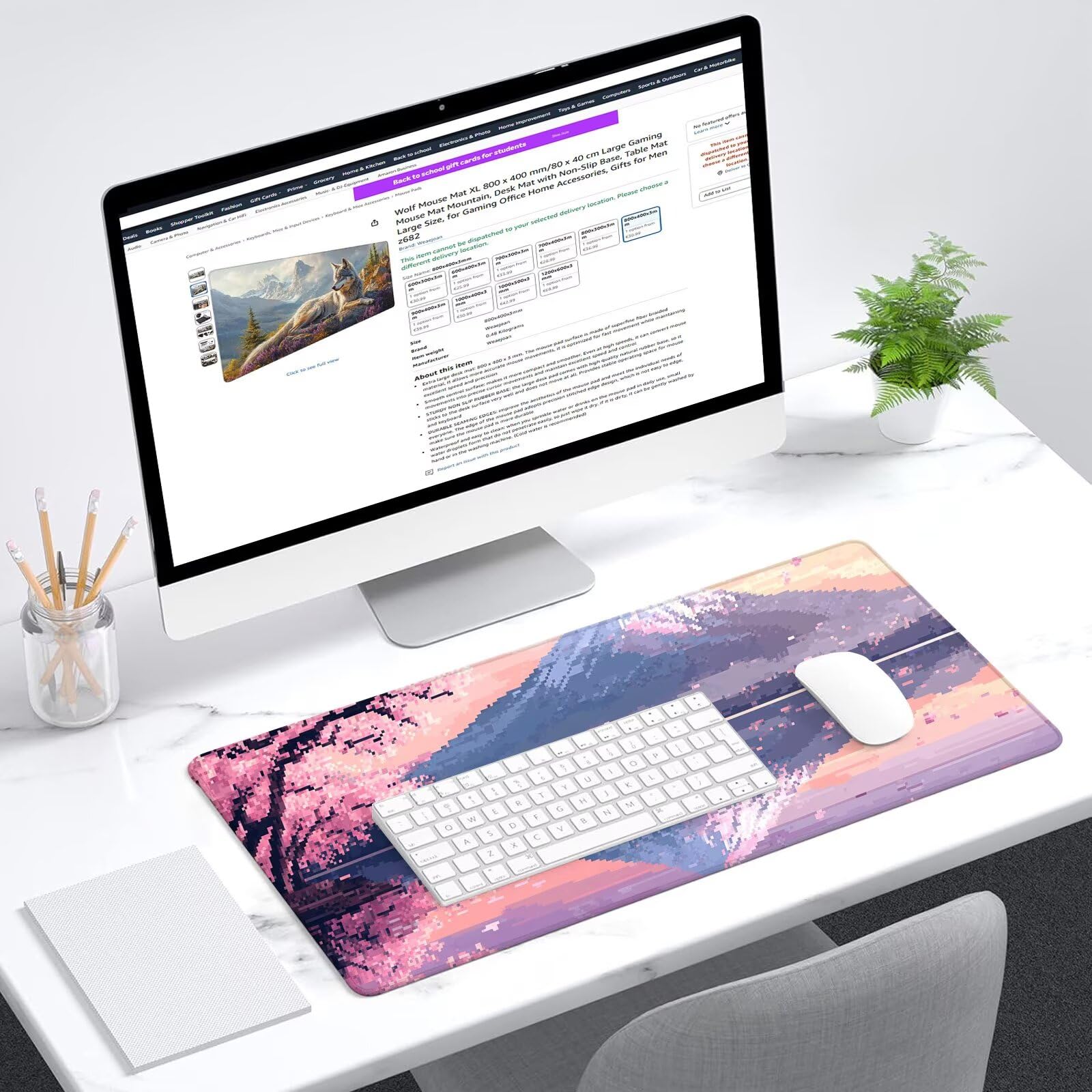 Podkładka pod mysz dla graczy Japonia XXL podkładka pod mysz 1200 x 600 mm z antypoślizgową gumową podstawą, wodoodporna antypoślizgowa podkładka pod mysz do komputera, gracza, dekoracja biurowa