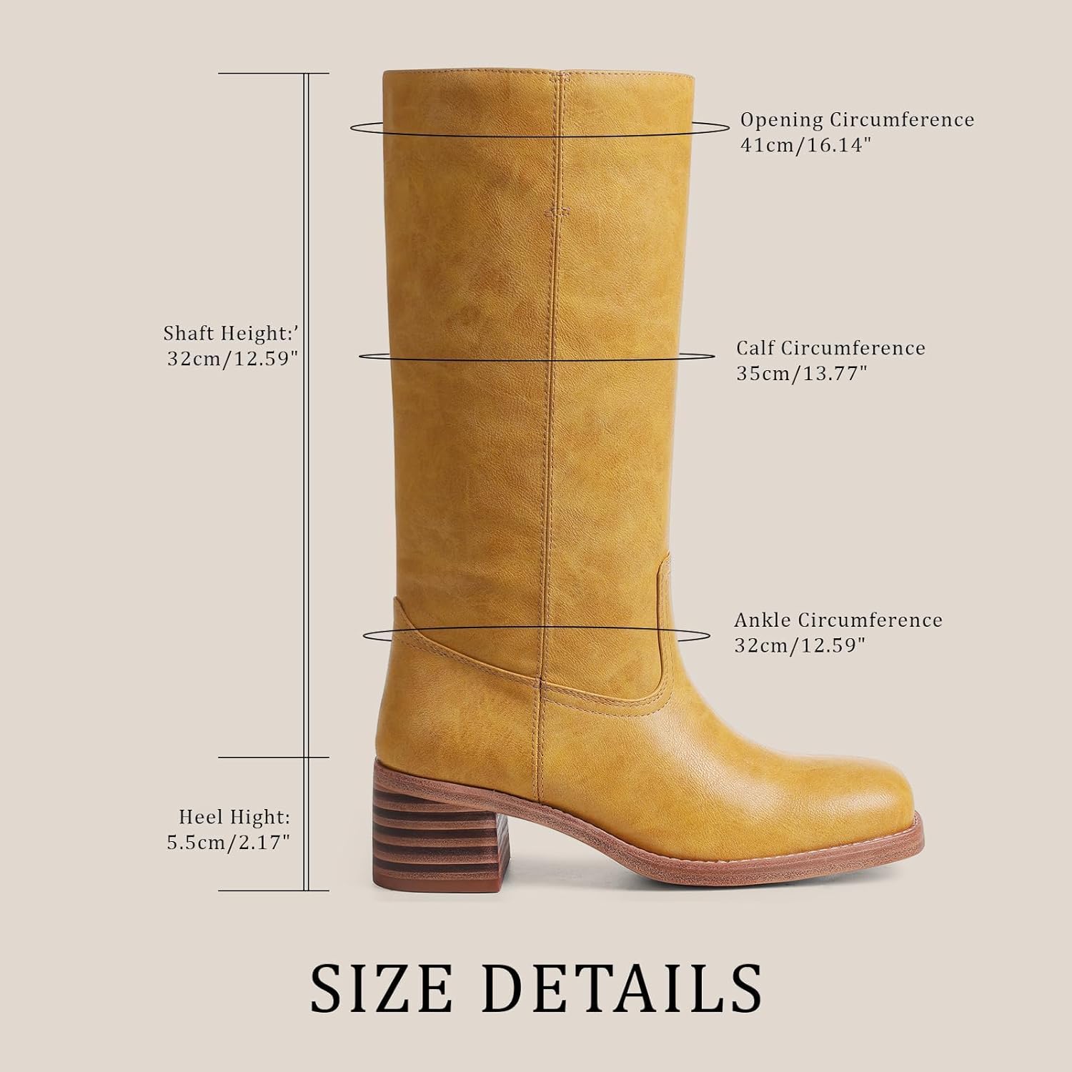 VOMIRA Women's Knee High Boots Wide Calf Boots Black Boots Square Toe Chunky Block Heel Long Boots Pull On Riding Boots Knight Boots Casual Comfortable Low Heel Womens Boots