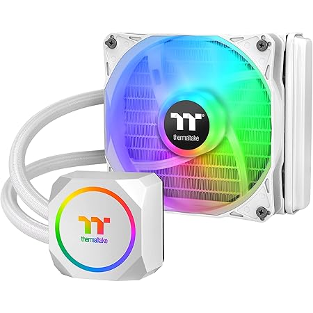 Thermaltake TH120 ARGB Motherboard Sync Snow Edition Intel LGA1700 Ready/AMD AM5 All-in-One Liquid Cooling System 120mm High Efficiency Radiator CPU Cooler CL-W346-PL12SW-A, White