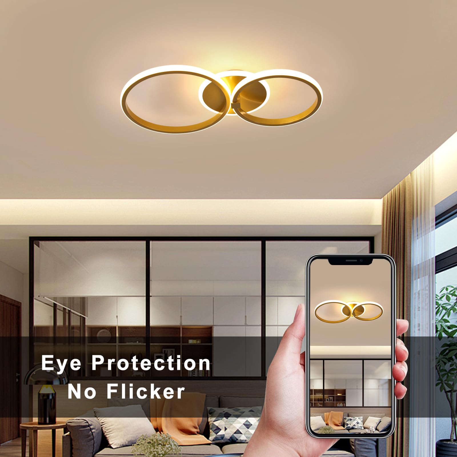 Fischer & Honsel Plafondlamp Bug - Goud - LED 42W