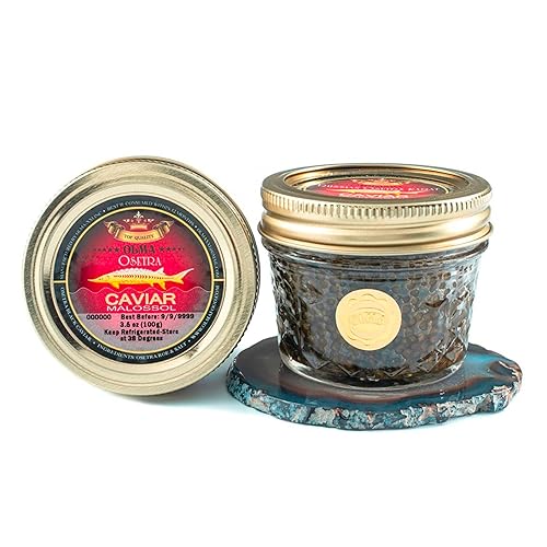 OLMA Osetra - Caviar negro esturión Osetra - Sabor suave grado superior 35 onzas 353oz