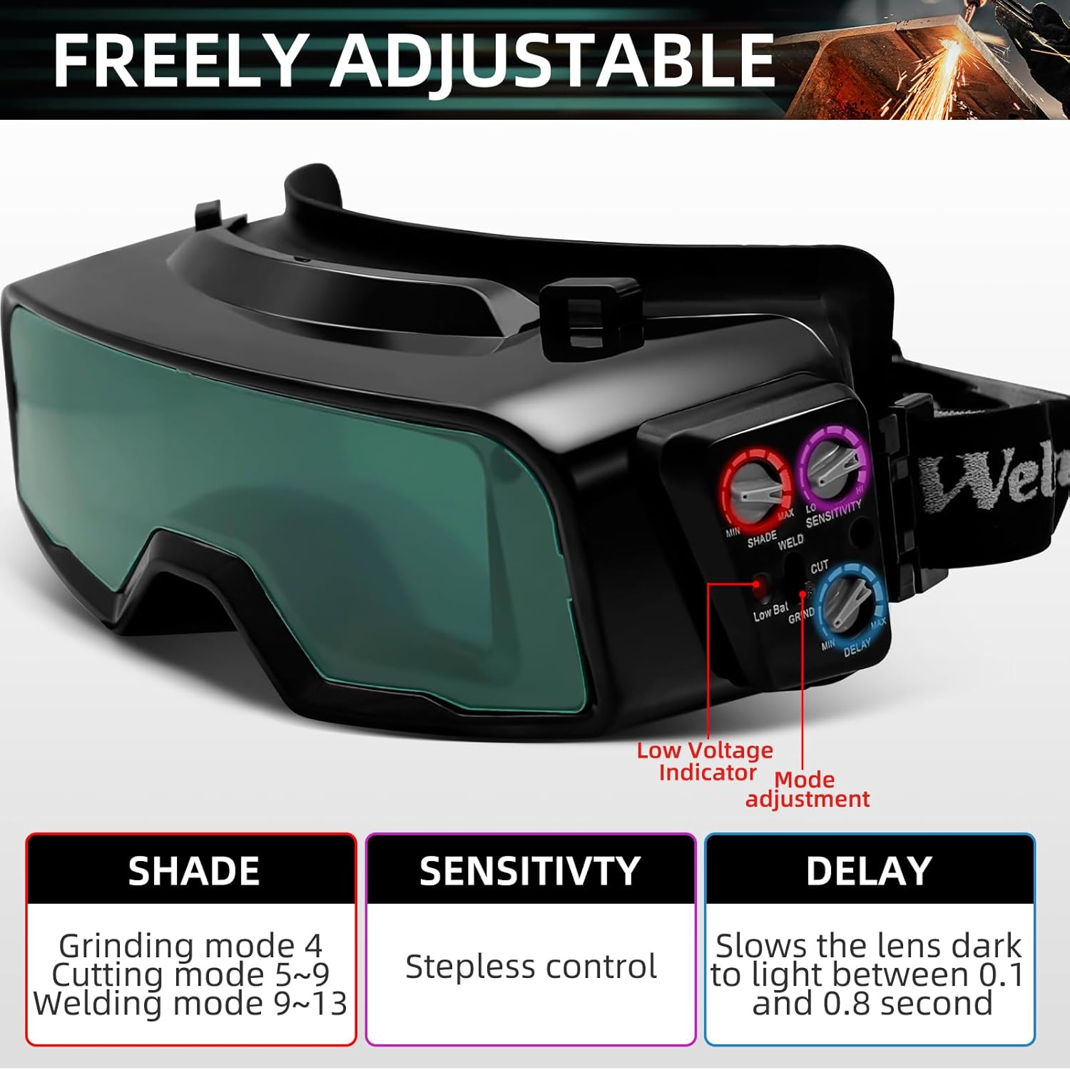 Welding Goggles Auto Darkening Plasma Cutting Glasses - Eye Protection Safety Goggles for Welding