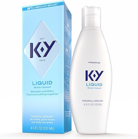 K-Y Liquid Lube, Personal Lubricant, New Water-Based Formula, Safe to Use with Latex Condoms, for Men, Women and Couples, Body Friendly 4.5 FL OZ