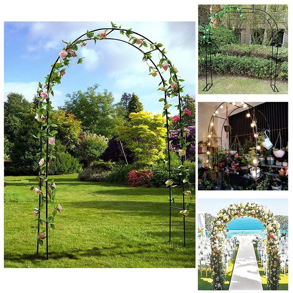 Rosen-Gartenbogen, freistehend, Metallspalier, Kletterpflanzen-Unterstützung, Hochzeitsdekoration, wetterbeständig, Outdoor-Torbogen, Größe B 240 x H 220 cm, langlebige Gartenstruktur
