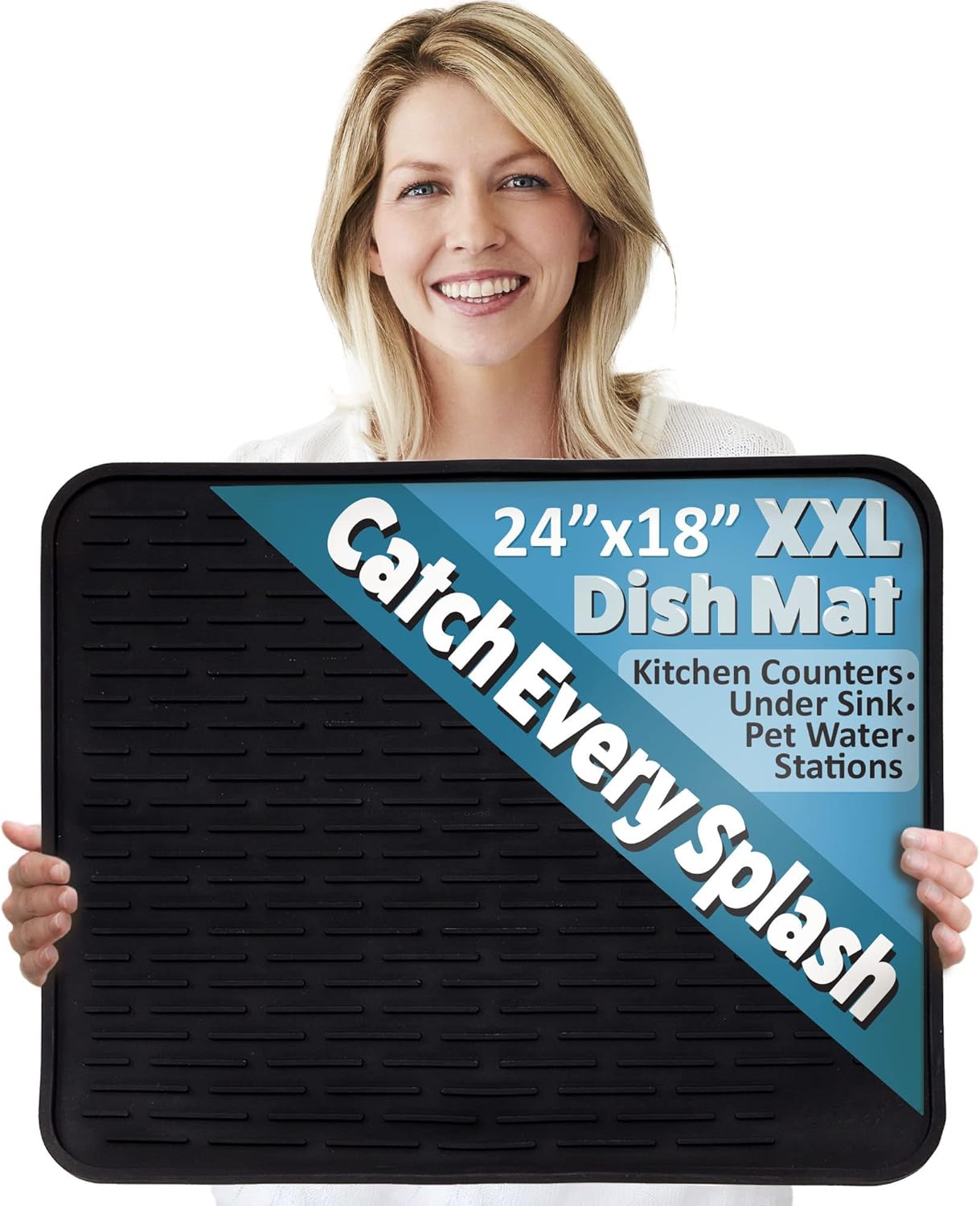 XXL Silicone Dish Drying Mat for Kitchen Counter or Under