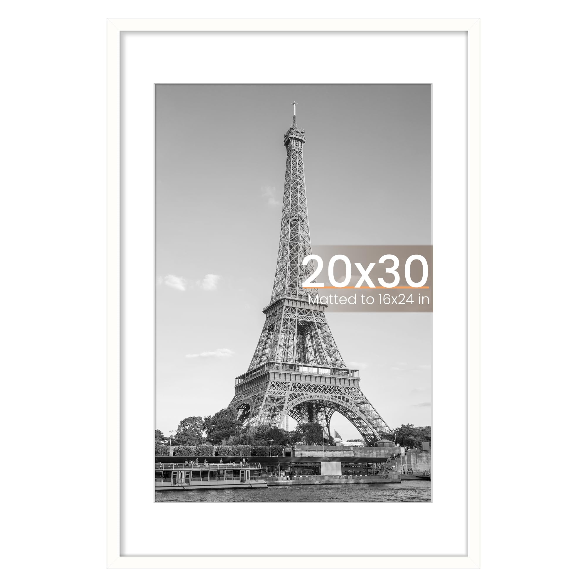 upsimples 20x30 Frame, Wall Decor Poster Frames, White 1 Pack | 16x24 Picture Frame with Mat for Gallery Wall, Family,Wedding,Baby,Dog,Dorm,Christmas