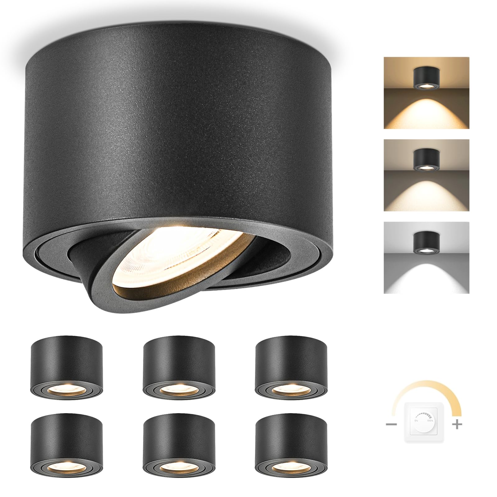 Cabinet opbouwspot dimbaar 230 volt 3 watt 250 lumen zwart 3000k