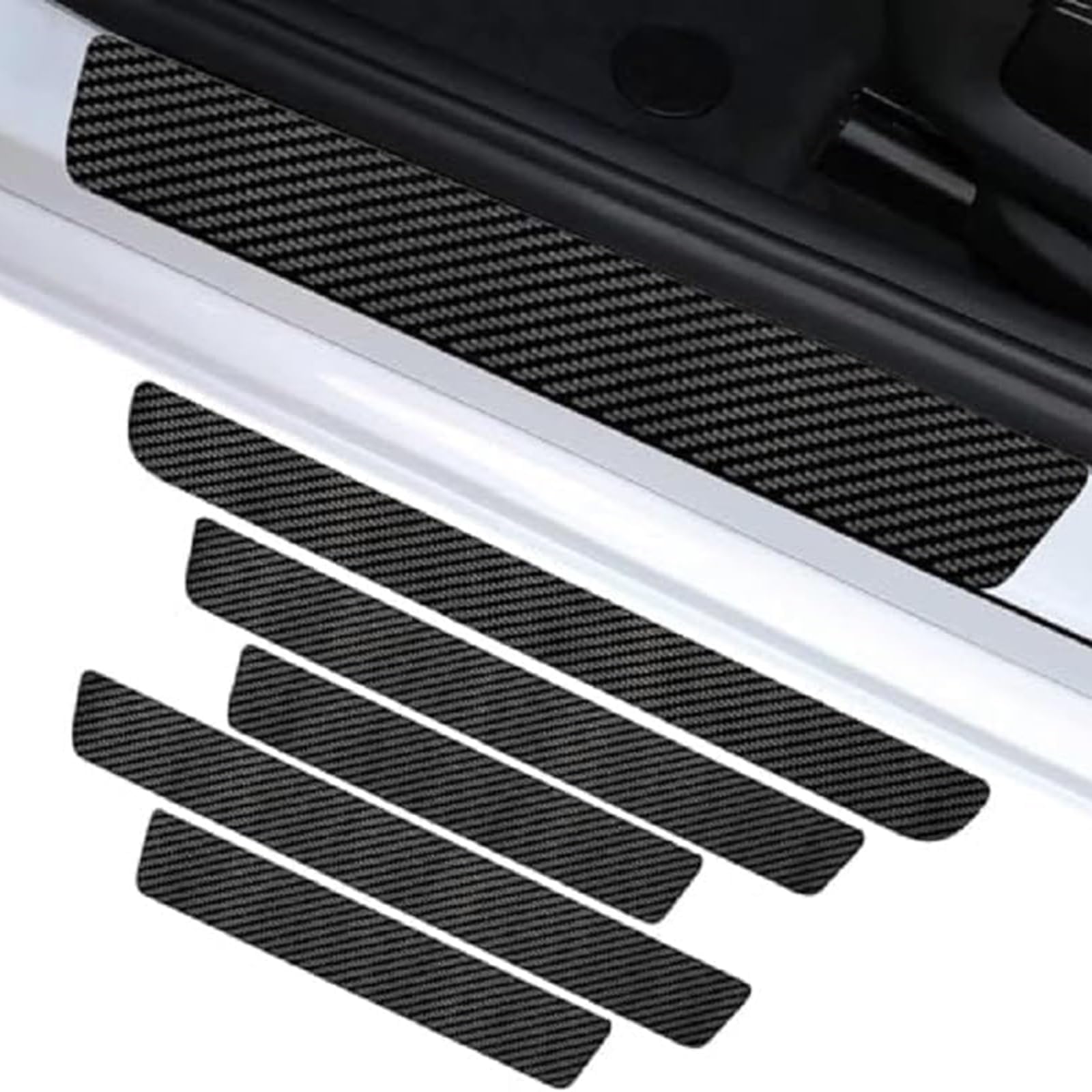 YDSTNiu 5 PCS Car Door Sill Protector Entry Guard for Ford Grand Tourneo Connect III 2022-, Car Door Sill Strip Carbon Fiber Door Sill Protector Scratch Guard