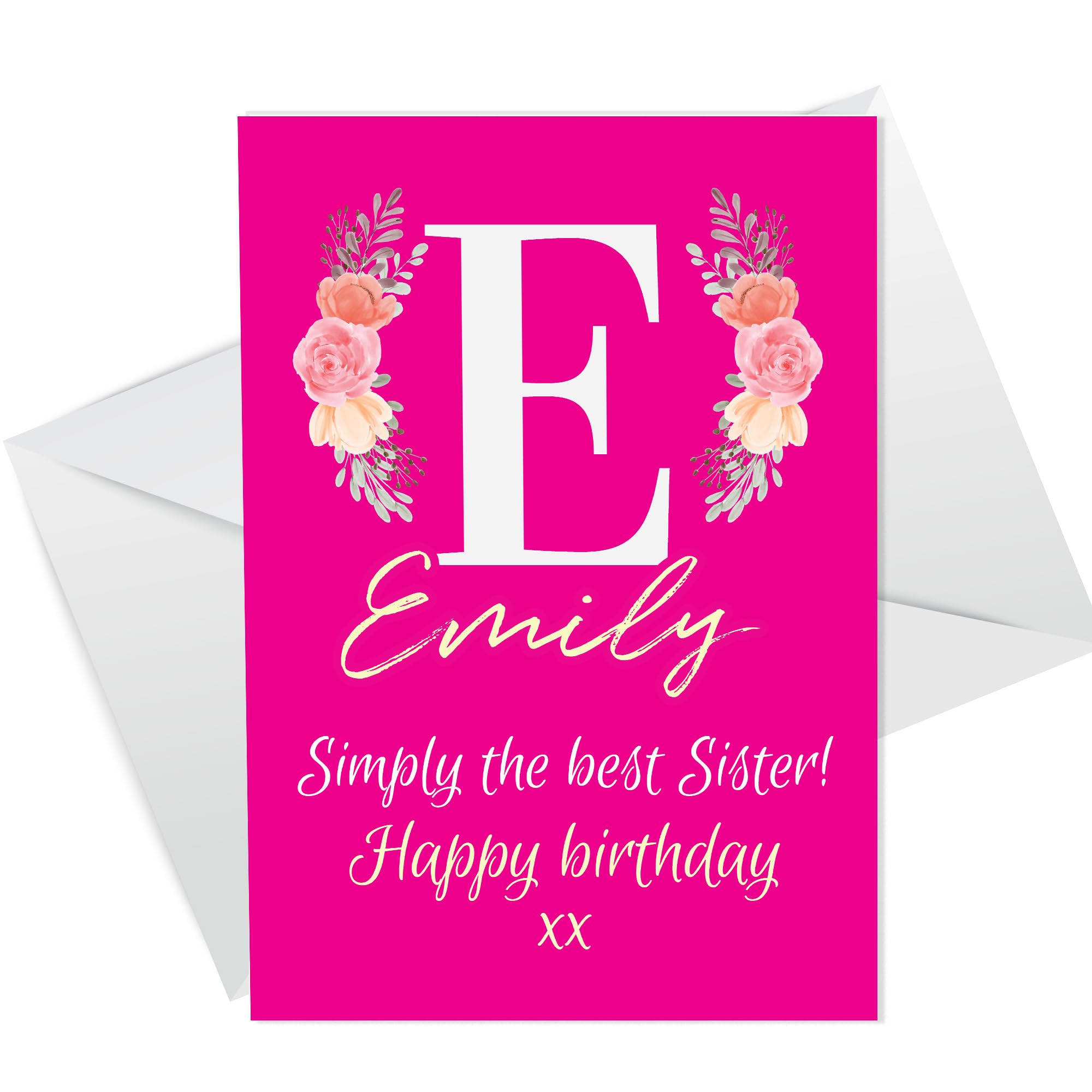 RED OCEAN Personalised Birthday Card For Sister Best Friend Sister Card Floral Best Friend Birthday Card For Her