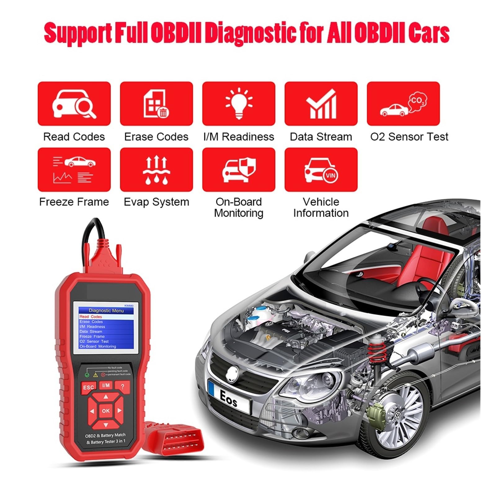 12V Testeur De Batterie De Voiture Analyseur Outil De Diagnostic Automatique Batterie Match 3 en 1 Scanner De Voiture Pleine Fonction