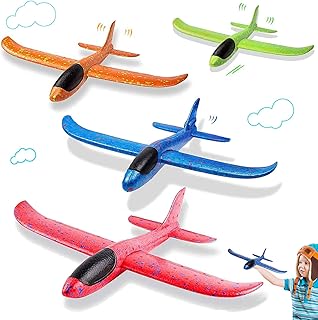 BERUHIGT Pack of 4 Polystyrene Aeroplane Toy, Large, Glider Plane for Children, Manual Throw, Outdoor Sports