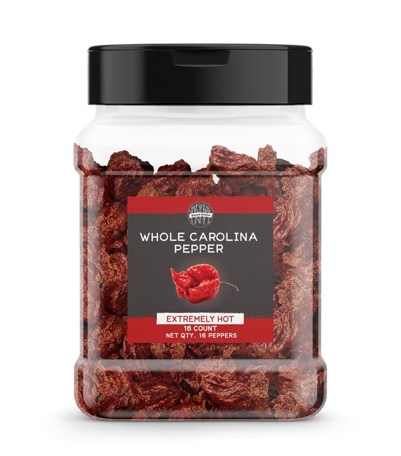 Birch & Meadow Whole Carolina Reaper Peppers, 16 Count, Whole & Dried, Extremely Hot, 1.5 Million SHUs (Pack of 2)