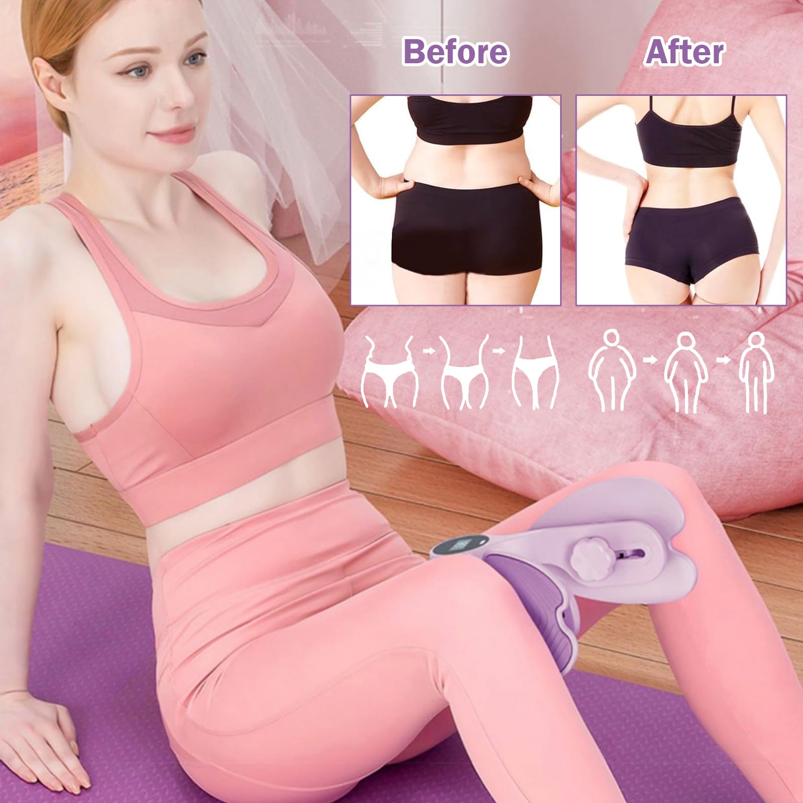 Beckenboden- & Oberschenkeltrainer – Einstellbarer Widerstand 0–50 Kg, Mit Beinriemen & Digitalzähler, Verdickte Polster 13x15 Cm, Für Damen & Herren Beckenboden- & Oberschenkeltrainer – Einstellbarer Widerstand 0–50 Kg, Mit Beinriemen & Digitalzähler, Verdickte Polster 13x15 Cm, Für Damen & Herren