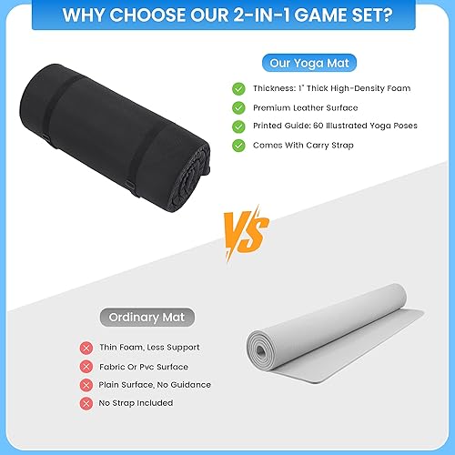 Miniatura 7 de MABOZOO Tapete de yoga instructivo de 1 pulgada con posturas, tapete de ejercicio de piel sintética con 60 posturas de yoga ilustradas, cojín de