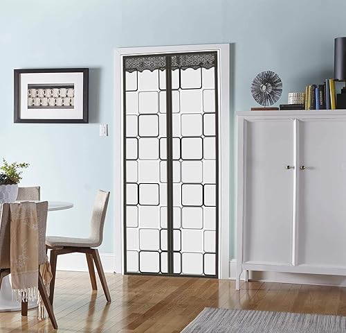 Cortina de puerta aislada - 32x80 pulgadas Cubierta térmica magnética y aislante con cierre automático Pantalla de privacidad para puerta Mantiene