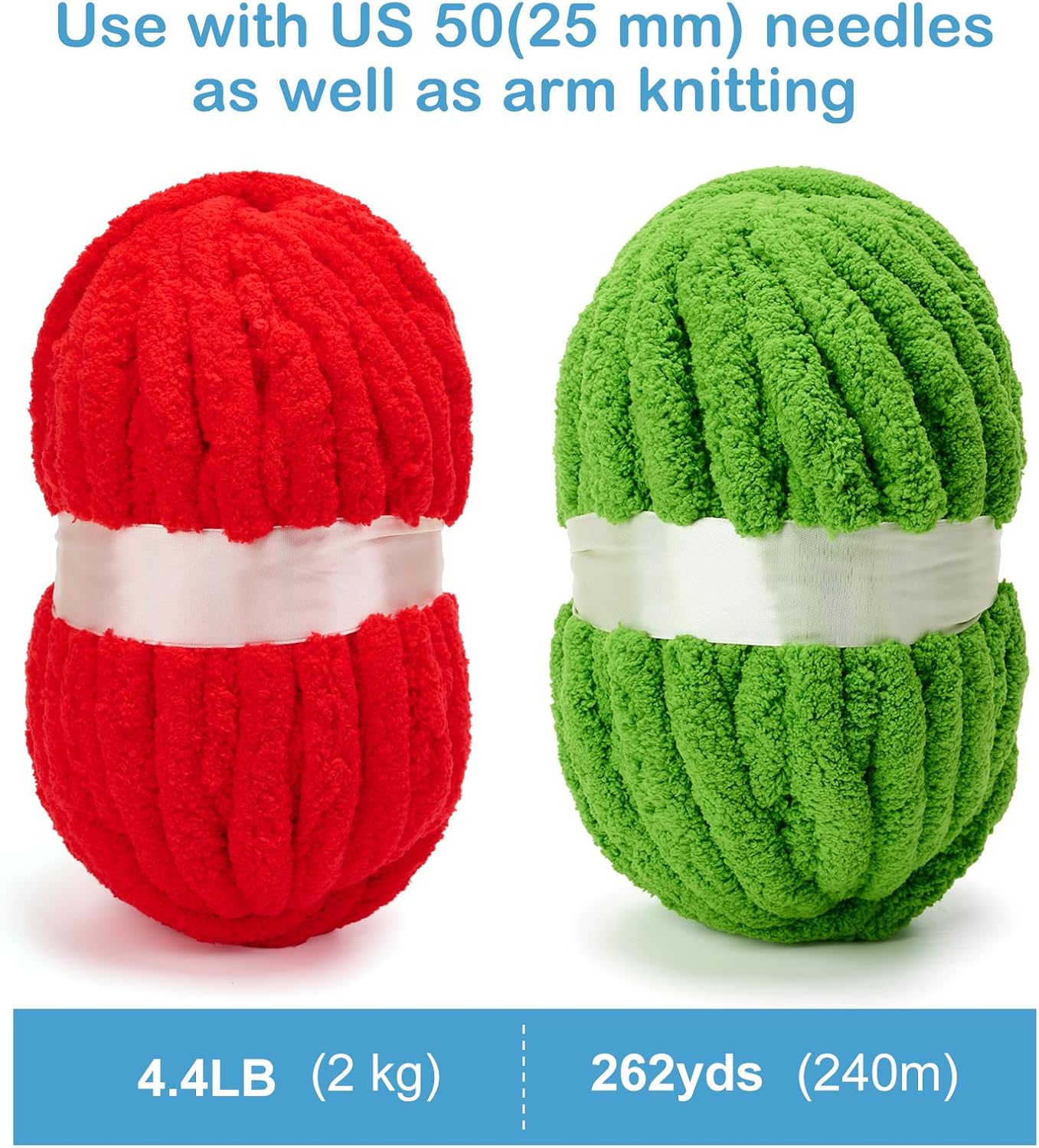 8 Pack Chunky Yarn for Crocheting, Giant Yarn for Hand Knitting, Super Bulky Large Soft Fluffy Yarn, Thick Chenille Yarn for Hand Knitting/Arm Knitting (32yds,8.8 oz Each Skein)