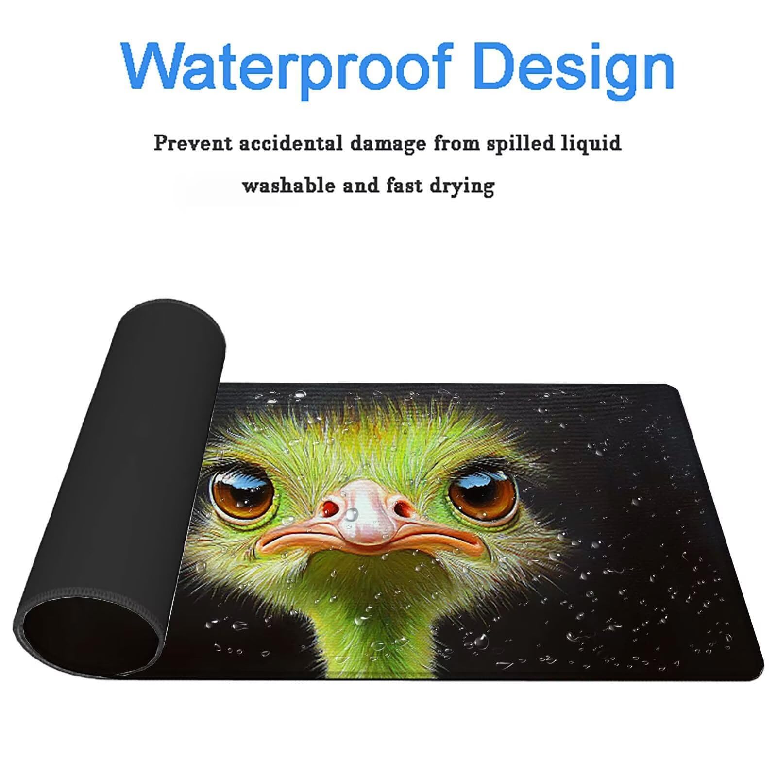 Tappetino Mouse Gaming, 1200x600mm Tappetino Mouse XXL nero 0c0-286 | Mouse Pad Grande, Ottimizzato per i Sensori da Gioco, Migliora Precisione e Velocità, per Mac e PC, struzzo