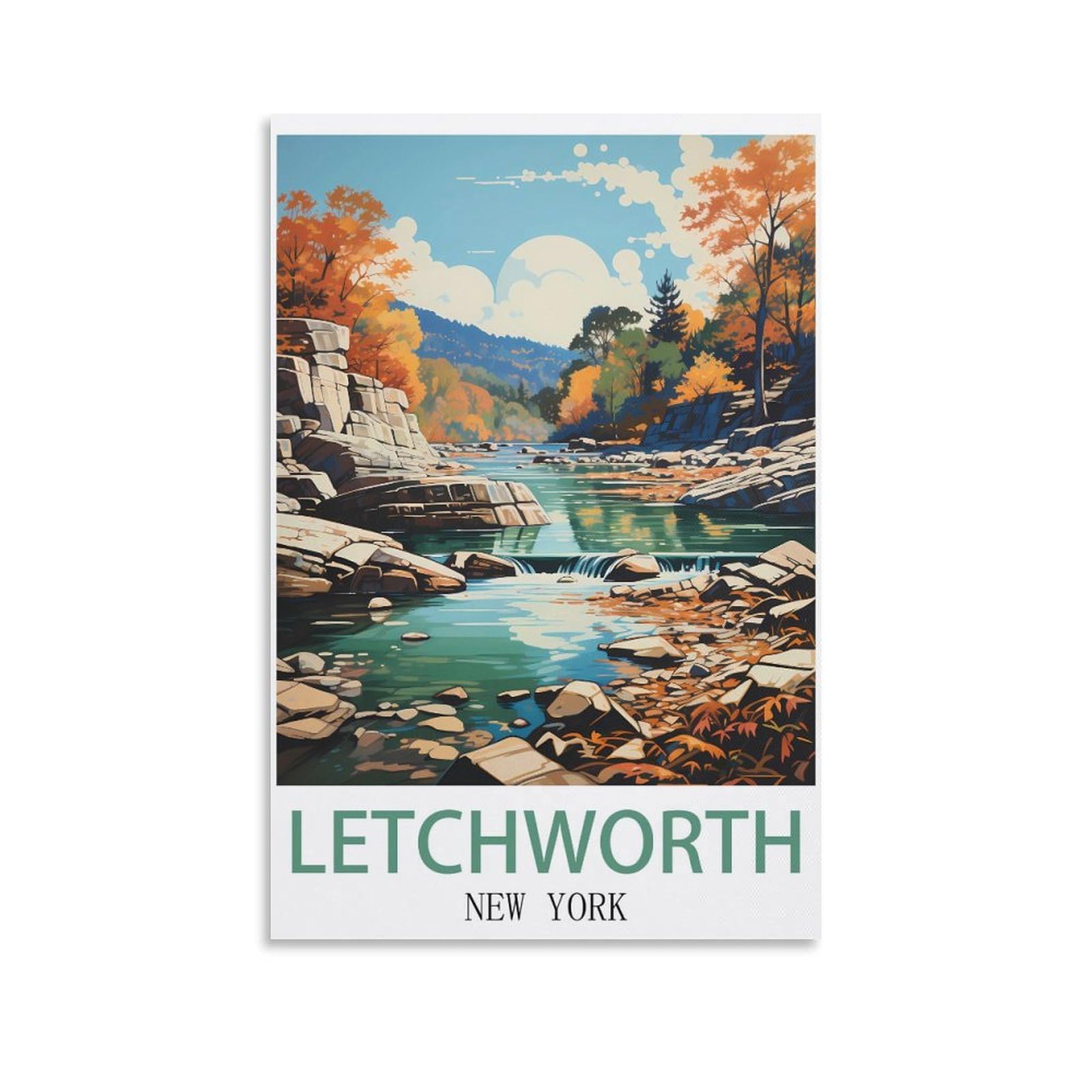 EZMLFA 5D Diamond Art Kits for Beginner,Letchworth New York,Beginners,DIY Full Round Drill Diamond Dot Gem Art Kits for Adults,Crafts for Decor 40x40cm
