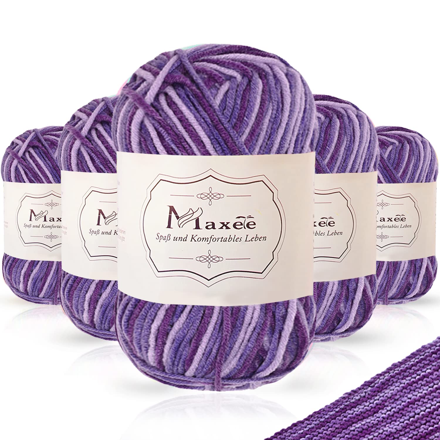 Maxee Handstrickgarn, 50 g Häkelgarn, Bunt Farbverlauf Acrylgarn zum Stricken, Weicher Wolle zum Häkeln, Mehrfarbiges Garn zum Stricken Häkeln und Basteln