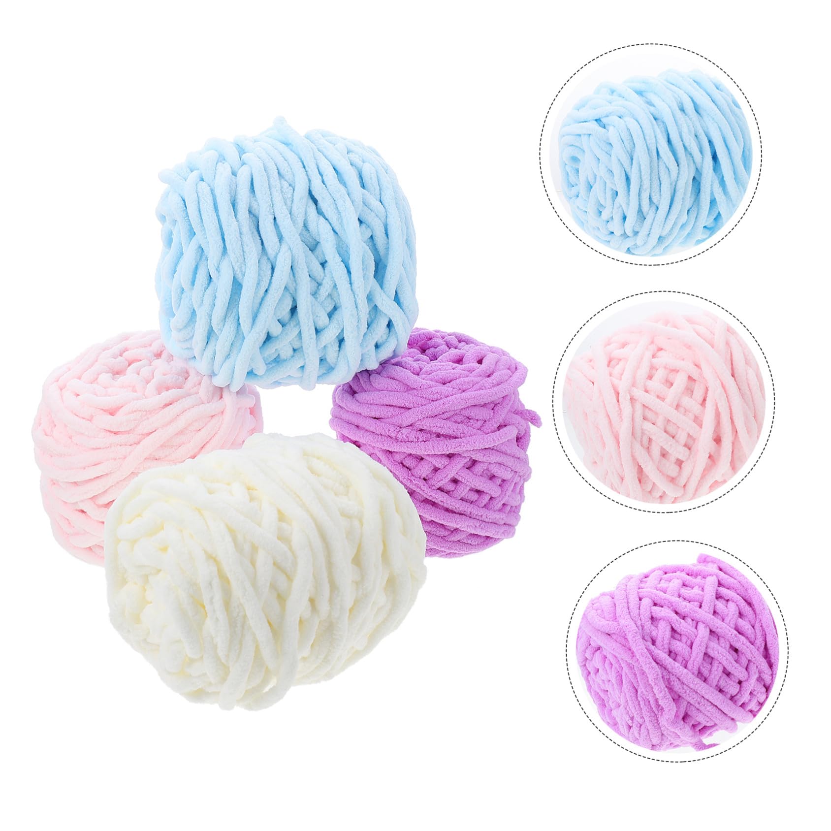 ARTIBETTER 4 Gomitoli di Lana Morbida per Maglia a Mano Colori Pastello Bianco Latte Rosa Azzurro Filo Naturale Traspirante per Sciarpe Cappelli e Accessori Fai da Te
