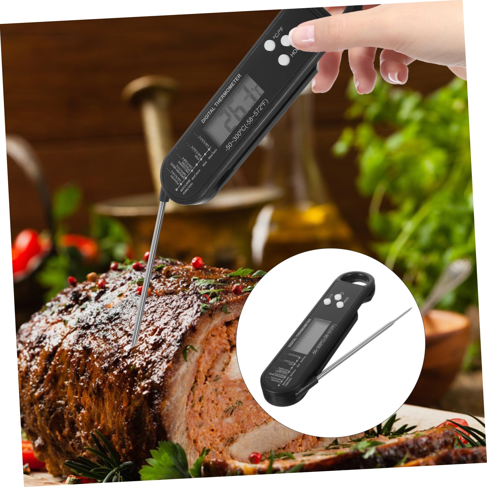 PRETYZOOM Termometro Da Cucina 3 Pezzi Termometro Portatile Gadget Da Cucina Termometro Per Carne Pieghevole Termometro Ad Alta Precisione Termometro Digitale Termometro Da Cucina Per Sonda