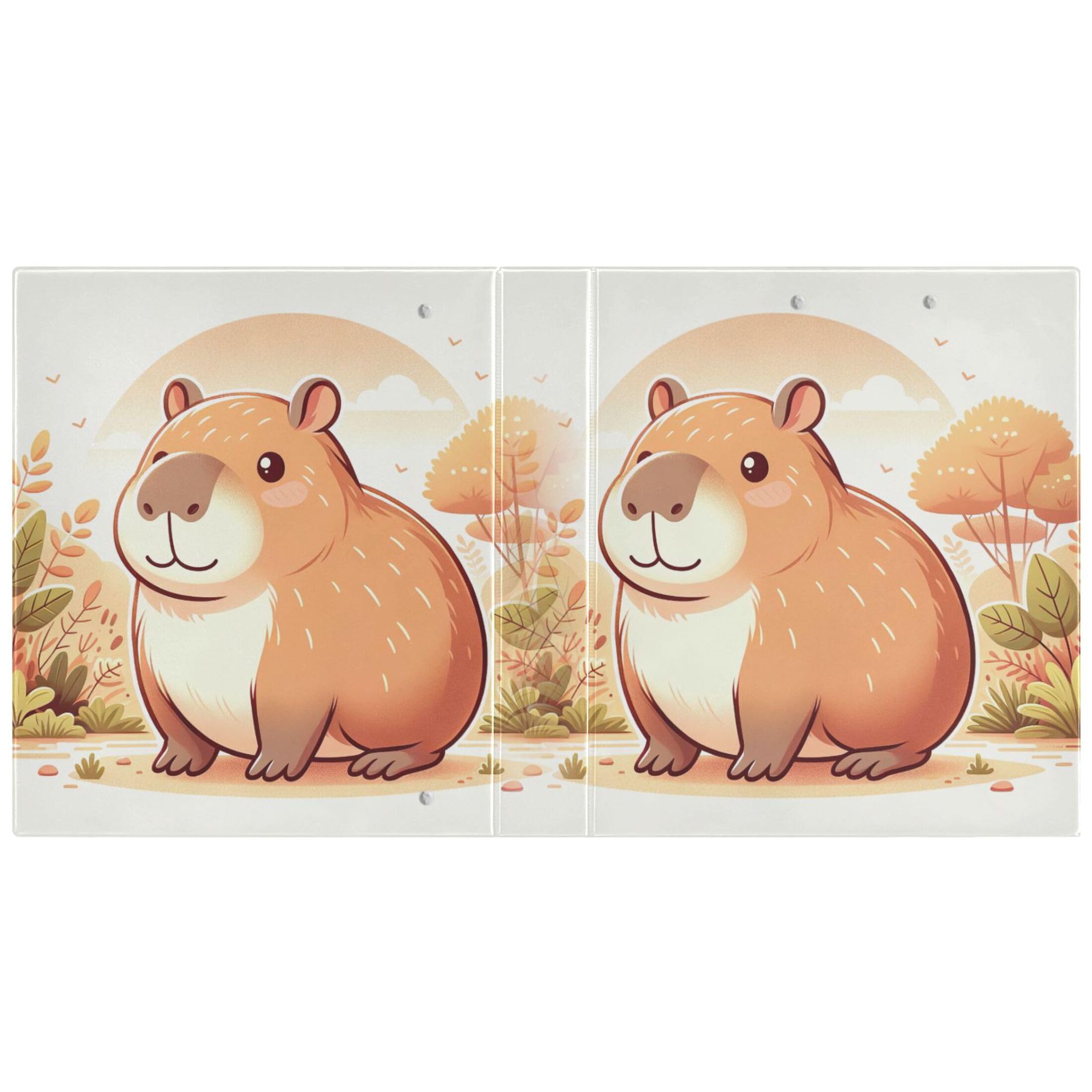 ALAZA 1.5 Inch 3-Ring Binder With Clipboard - Cute Capybara Design, PVC, Letter Size, Includes Pockets