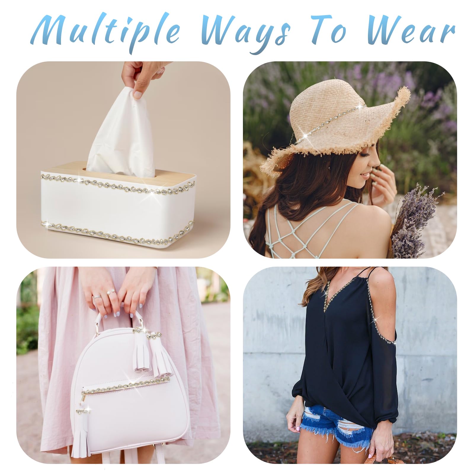 Strassverzierung, Kristall-Applikationsstreifen, Kleidung, zum Nähen, Verzierungen, Strass, zum Basteln, Gold-Kristallkette für DIY, Hochzeit, Kuchen, Schmuck, Halskette, Taschen, Partys,