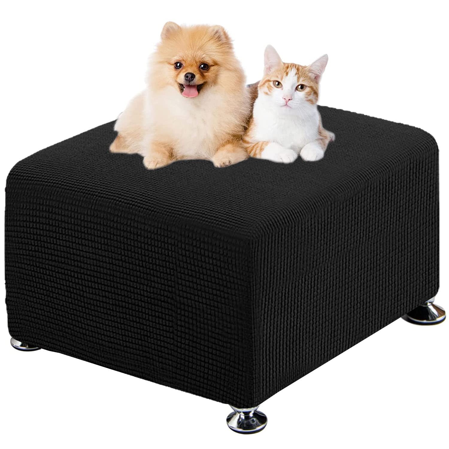ELYSYSRL Ottoman Covers Slipcover, Ottoman Cover Rectangle, Ottoman Protector Cover for Foot Stool Footrest Furniture Stretch Spandex Fabric (Color : #7, Size : 75x75cm/30x30in)