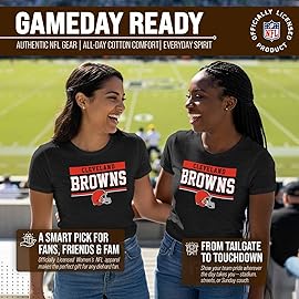 Team Fan Apparel NFL Women\'s Team Block Charcoal Tagless T-Shirt - Cotton Blend - Rock Game Day with Perfect Comfort & Style (Cleveland Browns - Charcoal, Small)