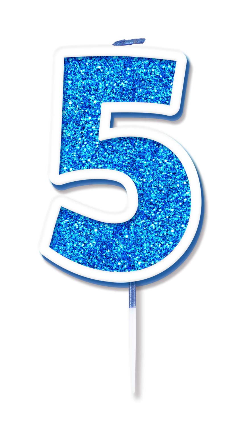 Oaktree Glitter No.5 Candle 7.5cm Blue/Silver Glitter