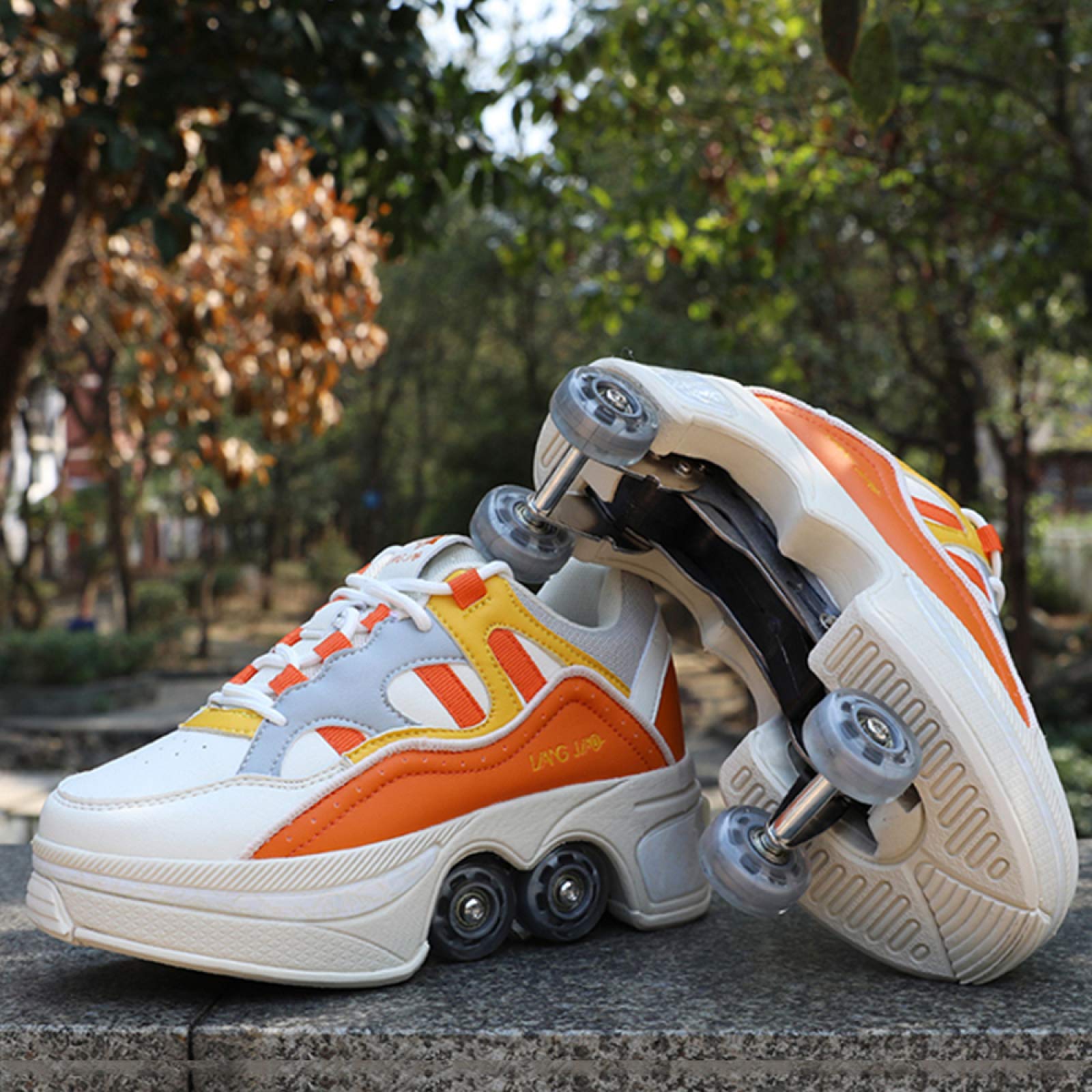 Rollschuhe Kinder,Unisexe Skates 2-in-1 Multifunktions 4-Rad Verstellbare Rollschuhe,Verstecktes Rad Für Laufsportschuhe Zum Spielen,Einstellbare Rollschuhe Für Skaten,Laufen