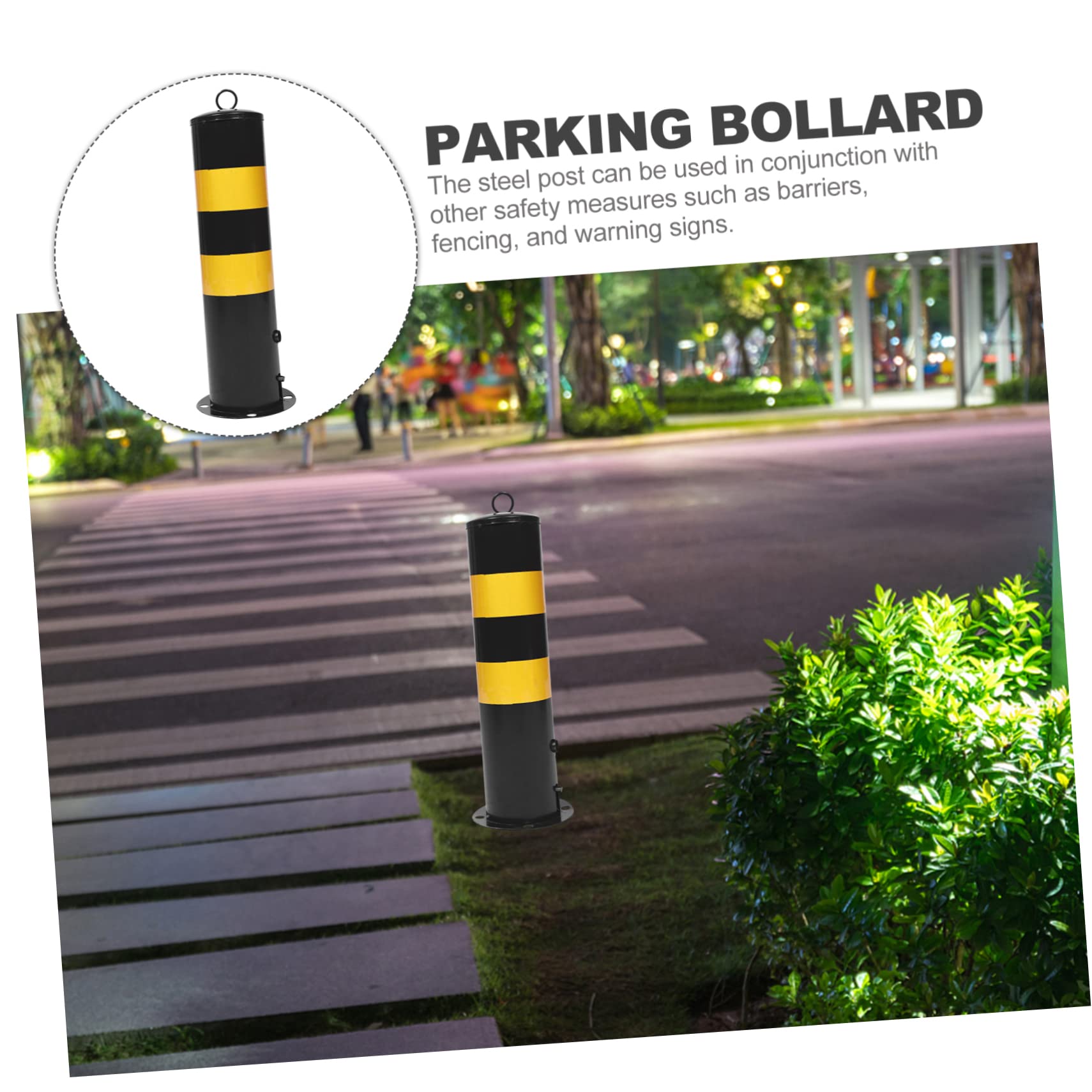 UKCOCO Poste de Bolardo de Acero Negro Portátil para Protección y Barrera de Aparcamiento, Adecuado para Control de Acceso y Seguridad Vial