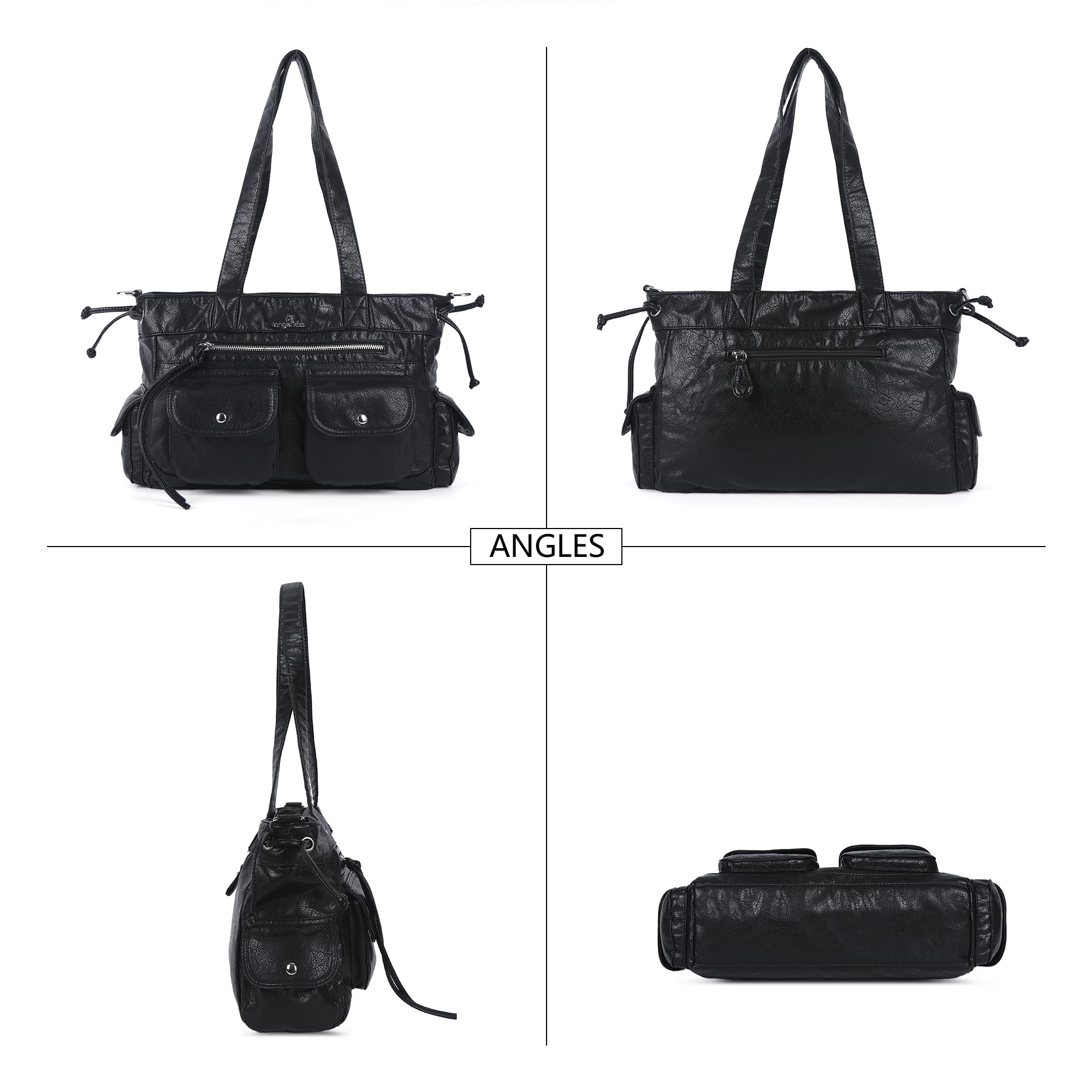 Angel Kiss Borse da donna in morbida pelle vegana, tasche multiple, borse a tracolla da donna spaziose con cerniere