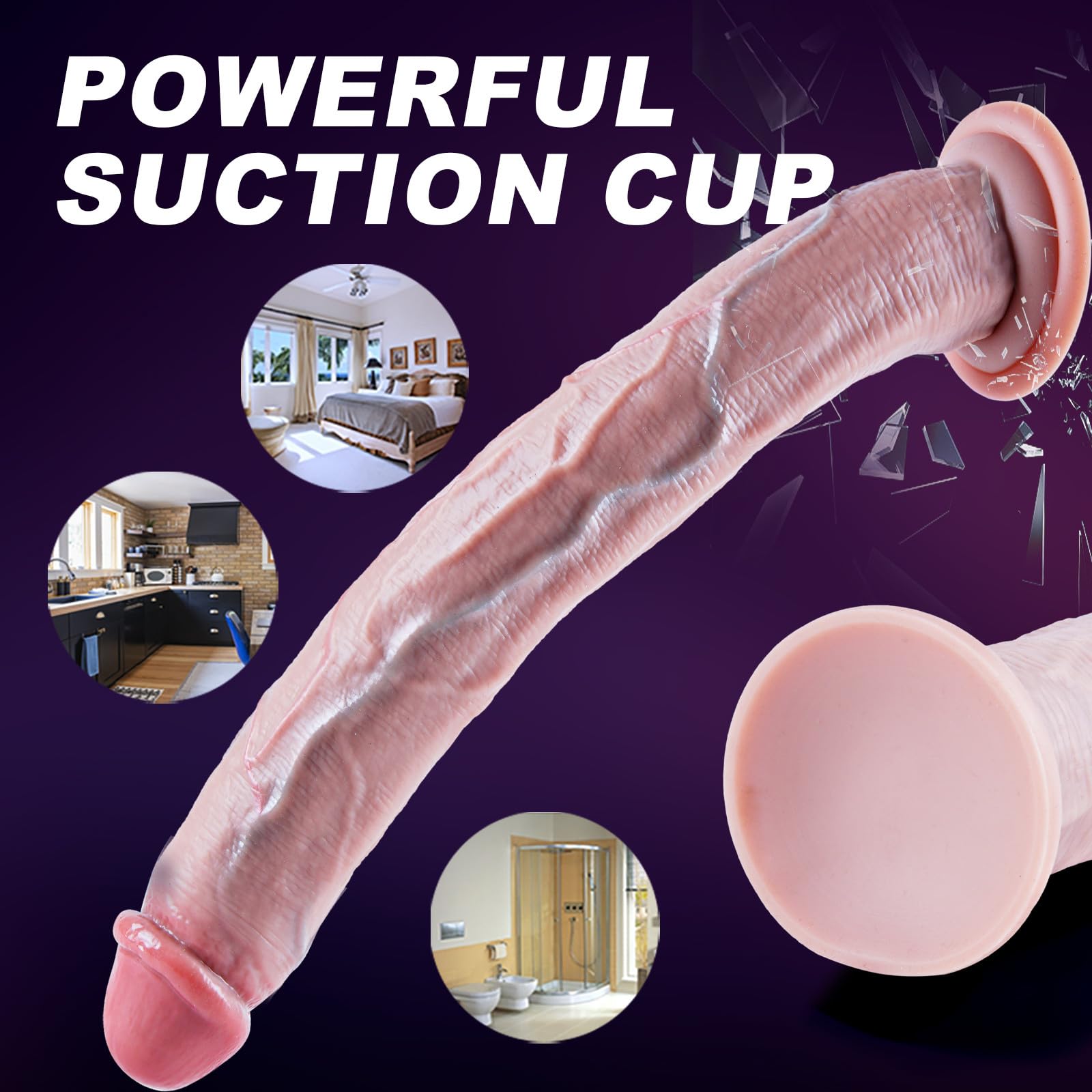 Dildo gigante extra lungo da 42 cm, dildogigante realistico in silicone, pene anale grande e largo, dildo XXL senza testicoli con grosso glande, con ventosa potente, per uomini/donne esperti