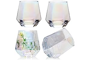 Sparkling Wine Glasses Set of 4 Unique: Iridescent Stemless Wine Cups for Sophisticated Dining