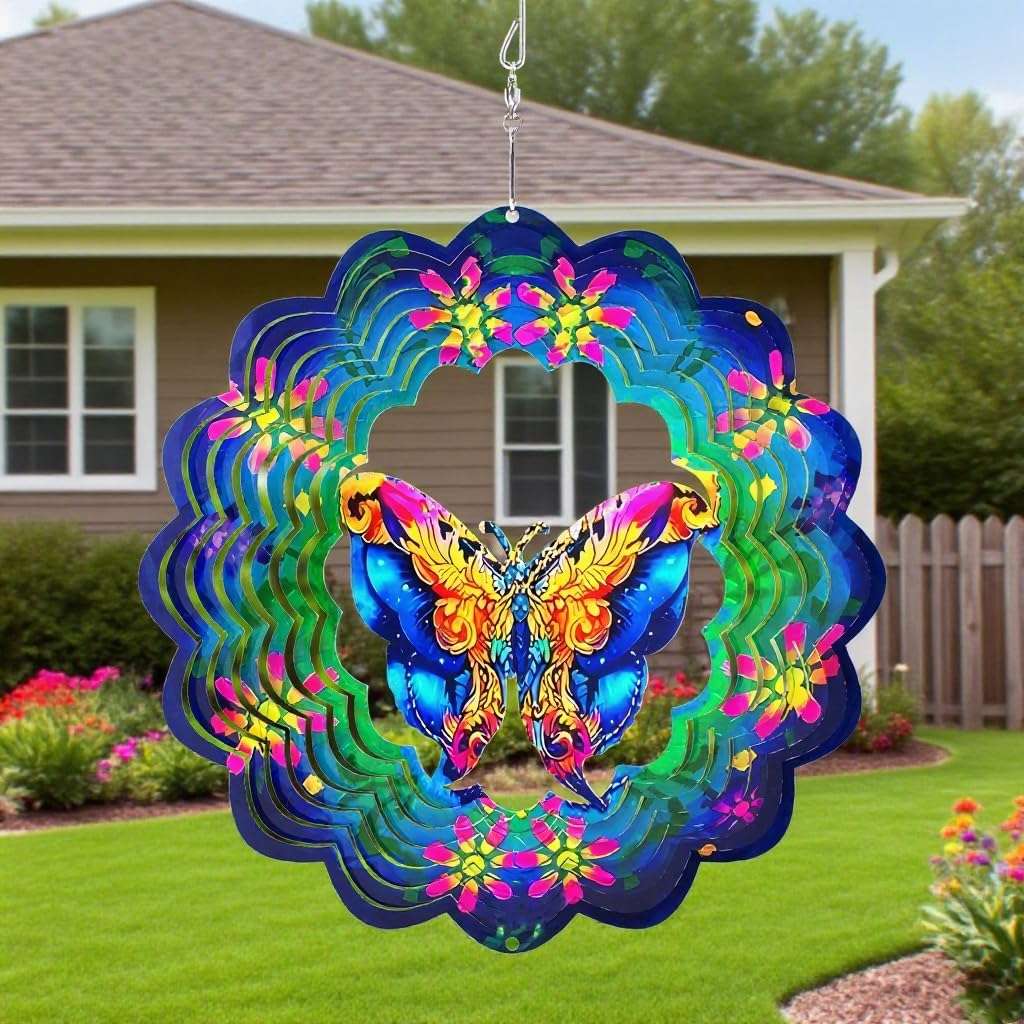 Metal Wind Spinners Outdoor - Butterfly Wind Spinners, Stainless Steel Hanging Butterfly Outdoor Wind Spinner for Patio/Indoor/Outdoor