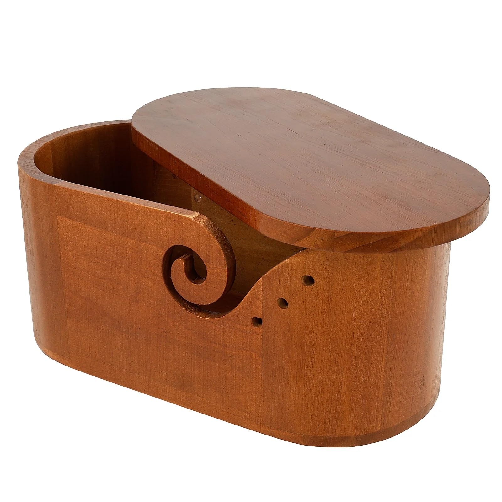 Cestino portaoggetti in legno for filati, for lavori a maglia, con fori fatti a mano, for prevenire lo scivolamento, for artigianali all'uncinetto