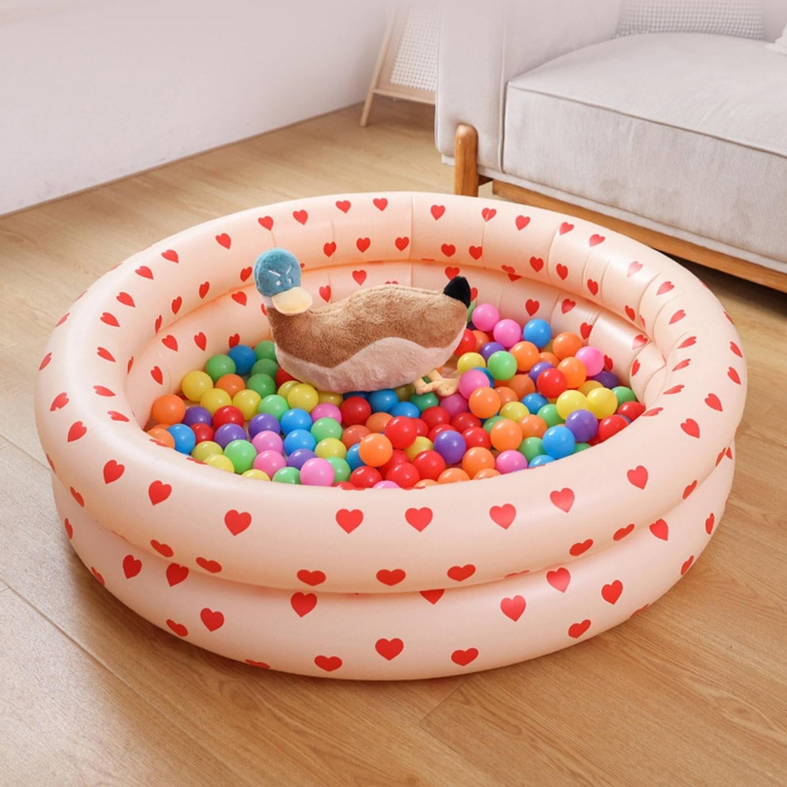 Piscine pliable multifonctionnelle | Piscine gonflable en forme de cœur | Piscine ronde peu encombrante en forme de cœur avec rembourrage doux