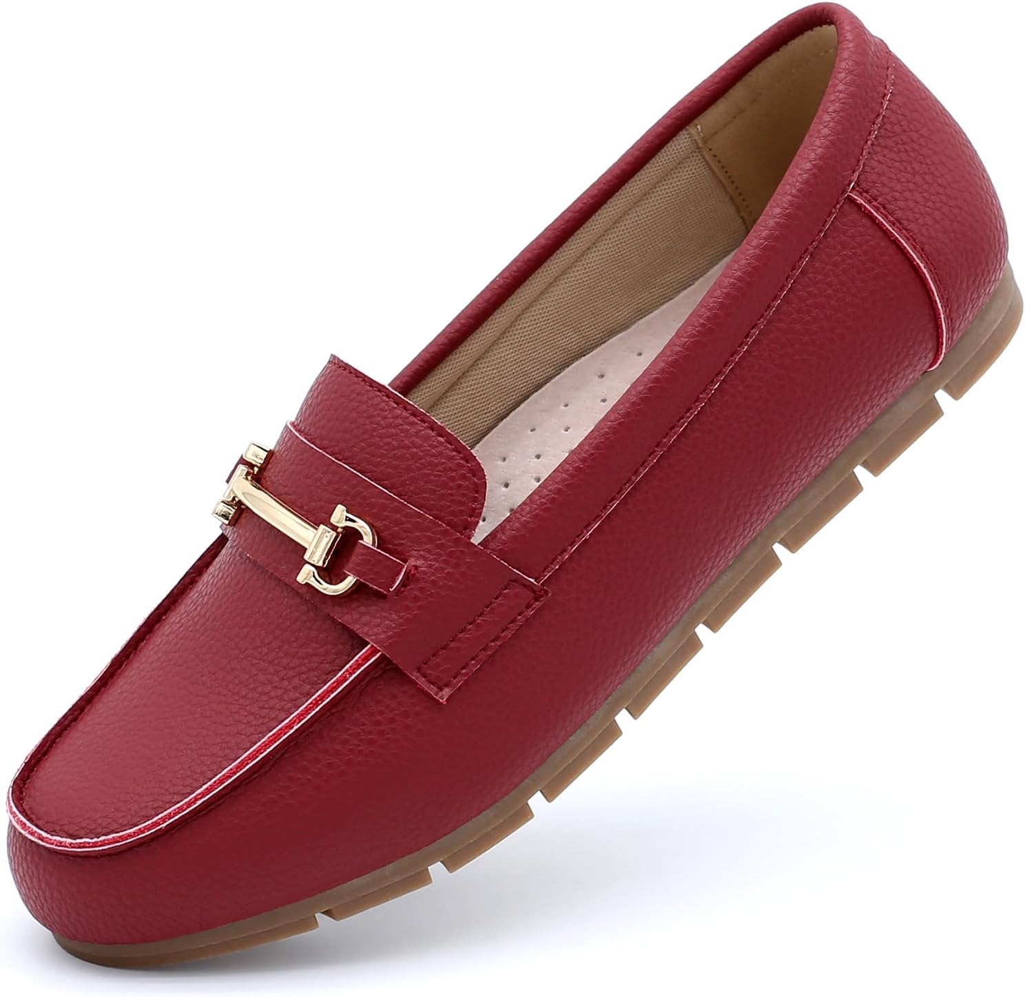 Genuine Leather Loafers for Women Driving Moccasins Business Casual Work Shoes Comfortable & Lightweight Womens Dress Flats Slip On Shoes