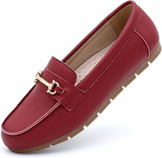 Genuine Leather Loafers for Women Driving Moccasins Business Casual Work Shoes Comfortable & Lightweight Womens Dress Flats Slip On Shoes
