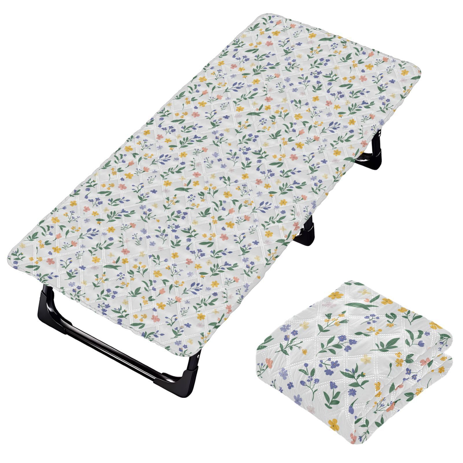Small Yellow Purple Flowers Travel Toddler Bed Sheet Soft & Comfortable Cot Sheet for Bed Mattress Pad for Children Daycare Cot 50' x 25' (Bed Not Included)